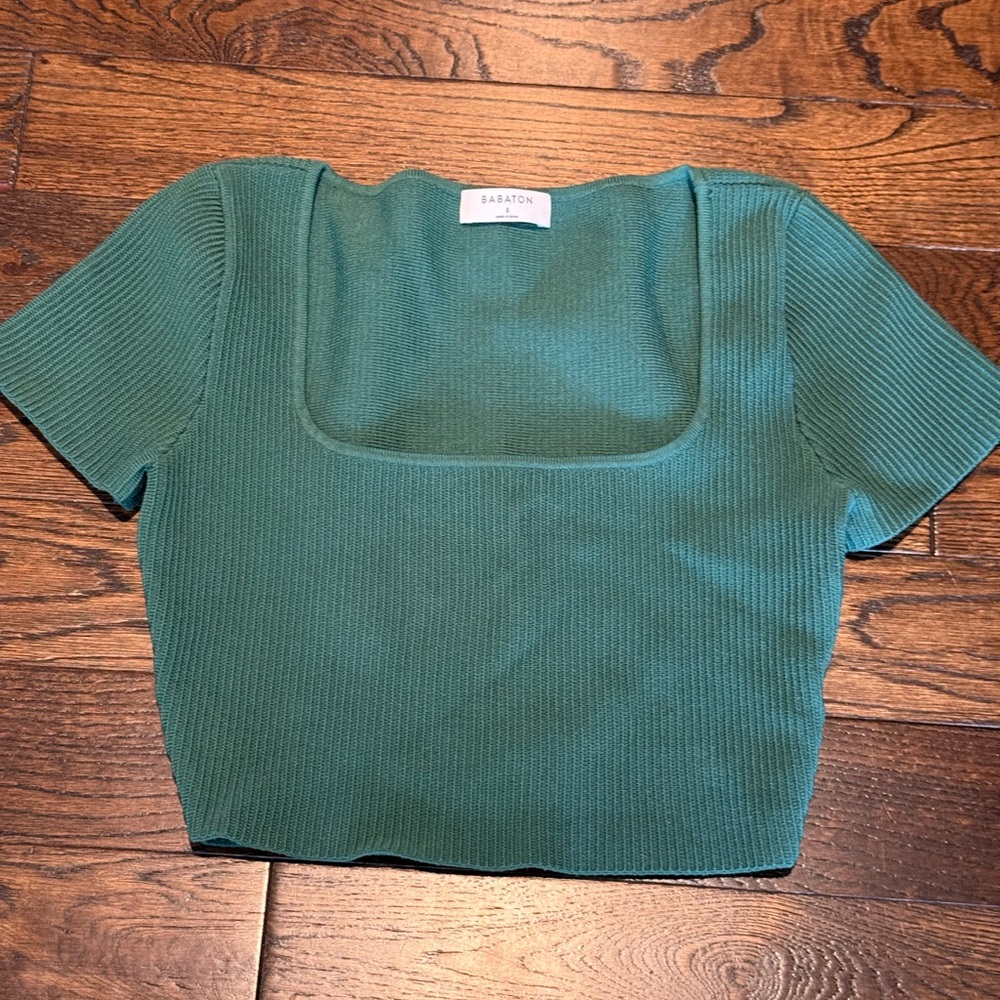 Babaton Sculpt Knit Square Neck Top – Dark Green (Size S) Aritzia